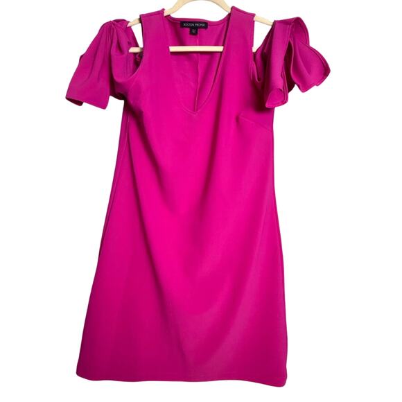 BOSTON PROPER Hot Pink Fuchsia Cap Sleeve Dress, Knee Length, Size: S - Picture 1 of 8